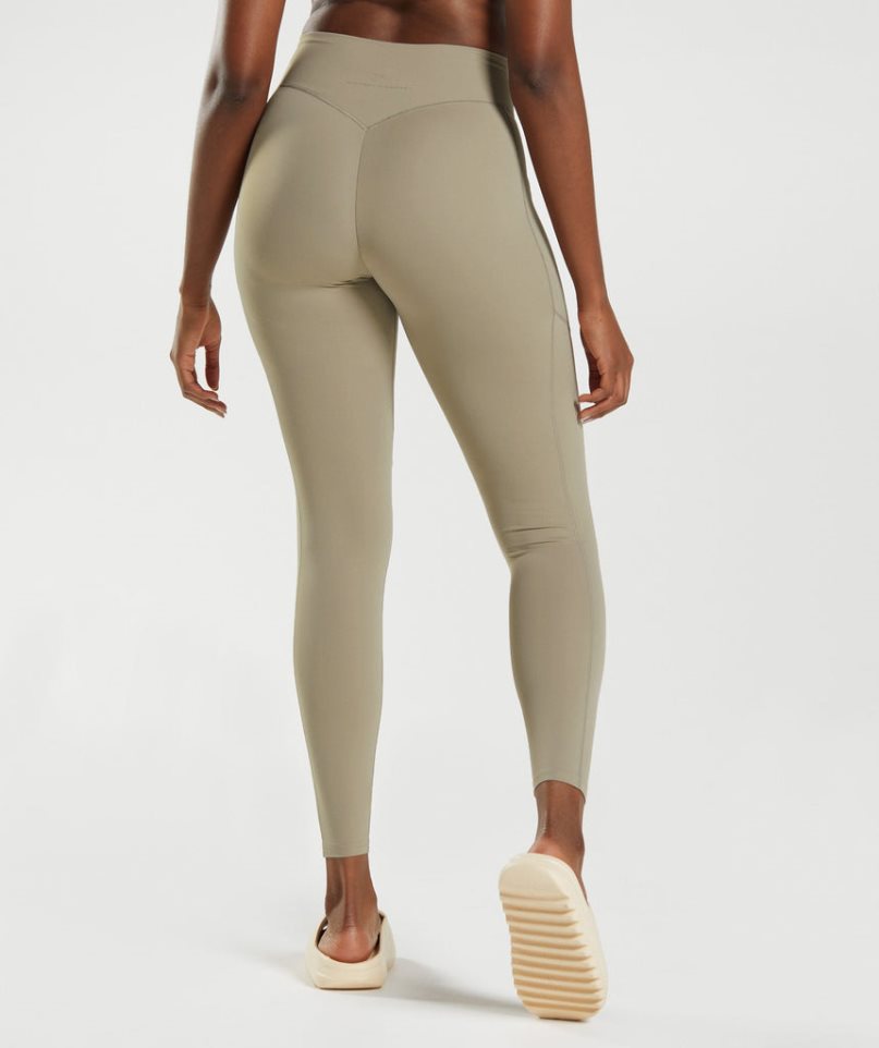 Legginsy Gymshark Whitney Everyday Pocket Damskie Khaki | PL 391GUQ